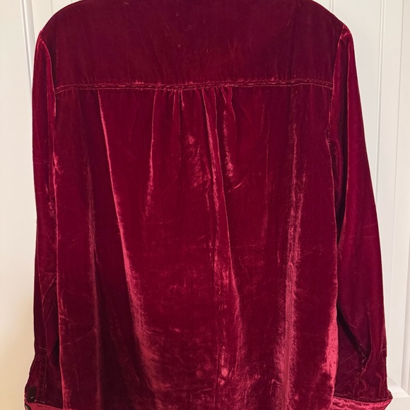 Anthropologie Deep Red Velvet Shirt Pilcro brand - Picture 2 of 3